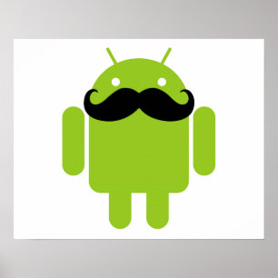 Android Robot Mustache ポスター