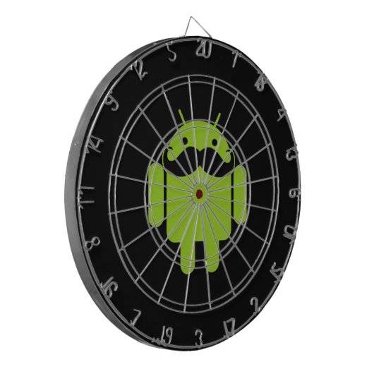 Android Robot Mustache on Black ダーツボード (正面左)