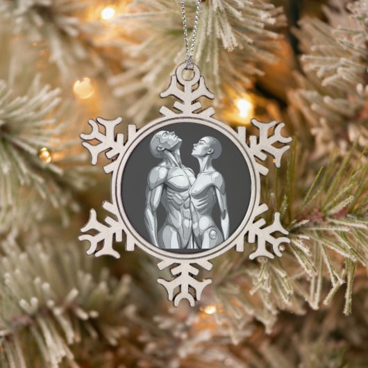 Android Union: Couple Pewter Snowflake Ornament スノーフレークピューターオーナメント (ツリー)