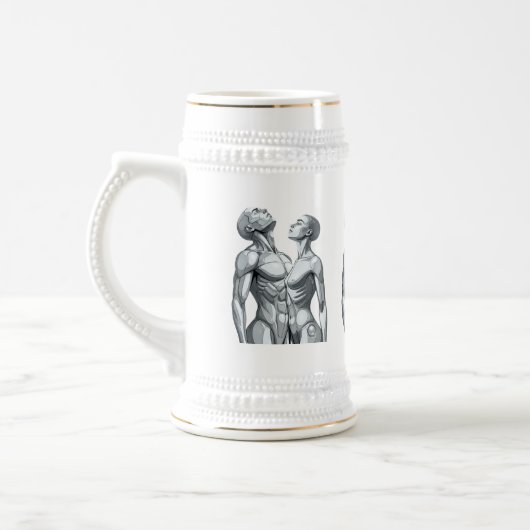 Android Union: Cyborg Couple Ceramic Beer Stein ビールジョッキ (左)