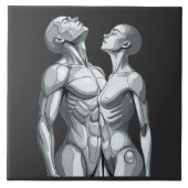 Android Union: Cyborg Couple Ceramic Tile Art タイル (正面)