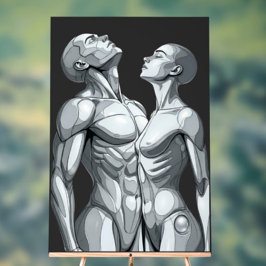 Android Union:Cyborg Couple Large Acrylic Wall Art アクリルサイン (ニュートラル)