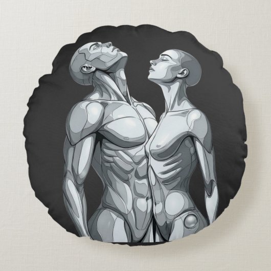 Android Union: Cyborg Couple Round Pillow ラウンドクッション (正面)