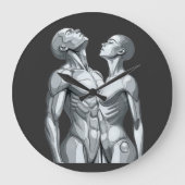Android Union: Cyborg Couple Round Wall Clock ラージ壁時計 (正面)
