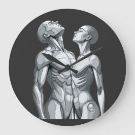 Android Union: Cyborg Couple Round Wall Clock ラージ壁時計
