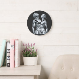 Android Union: Cyborg Couple Round Wall Clock ラージ壁時計