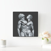 Android Union: Cyborg Couple Square Wall Clock スクエア壁時計 (ホーム)