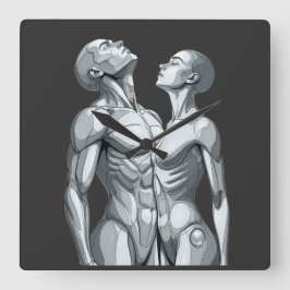 Android Union: Cyborg Couple Square Wall Clock スクエア壁時計