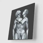 Android Union: Cyborg Couple Square Wall Clock スクエア壁時計 (傾斜)