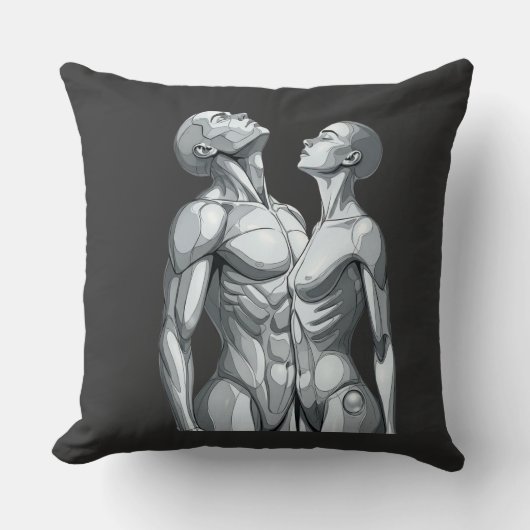 Android Union: Cyborg Couple Throw Pillow クッション (正面)