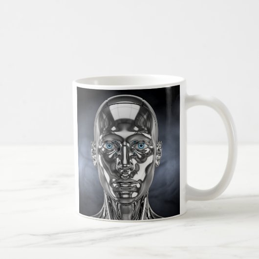 Androïde métallique yeux bleus コーヒーマグカップ (右)