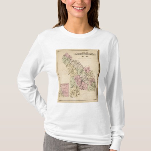 Androscoggin郡、メインの地図 Tシャツ (正面)