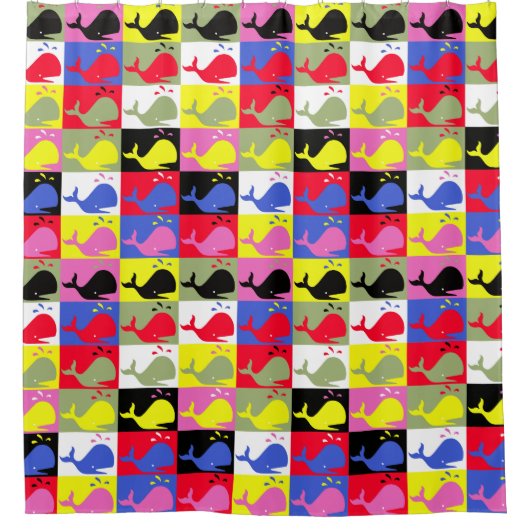 Andy Whale-Hole™_Lots o' wheres_artポップ・アートの parody シャワーカーテン (正面)