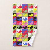 Andy Whale-Hole™ pattern_カラフル鯨_パロディ バスタオルセット (ハンドタオル)