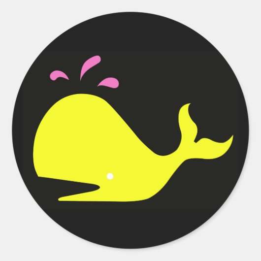 Andy Whale Singletons_yellow,pink on black ラウンドシール (正面)