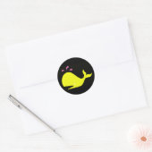Andy Whale Singletons_yellow,pink on black ラウンドシール (封筒)