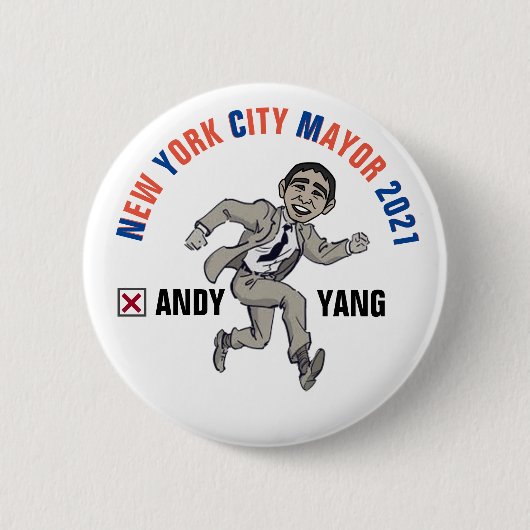 Andy Yang for NYC Mayor 2021 缶バッジ (正面)