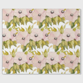 Anemoneソフトピンクの花水彩手色彩の鮮やか形 ラッピングペーパー (フラット)