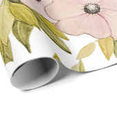 Anemoneソフトピンクの花水彩手色彩の鮮やか形 ラッピングペーパー (ロールコーナー)