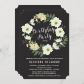 Anemoneフローラリース誕生日パーティーの招待 招待状 (正面/裏面)