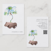 *~* Anemoneフローラ白バラ金ゴールドQRコードビジネス 名刺 (正面/裏面)