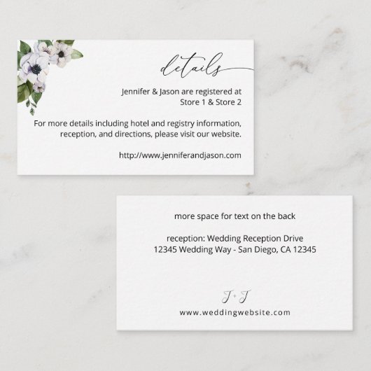 AnemoneホワイトフローラSMエンクロージャカード エンクロージャーカード (正面/裏面)