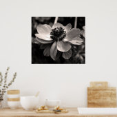 Anemone白黒花の写真ポスター ポスター (キッチン)