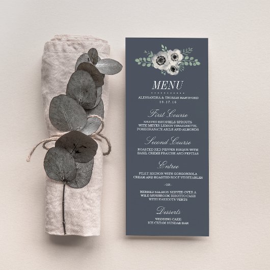 Anemone and Eucalyptus Wedding Menu メニュー