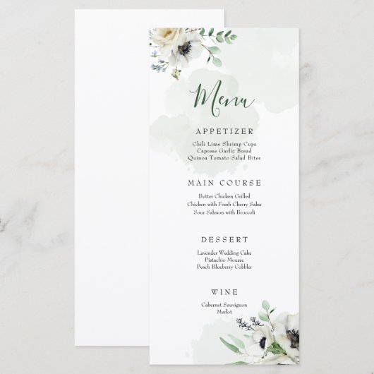 Anemone Boquetメニュー メニュー (正面/裏面)