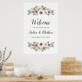 Anemone Bouquet Wedding Welcome Sign ポスター (キッチン)