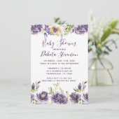 Anemone Garden Cream Purple Boho Baby Shower 招待状 (スタンド正面)
