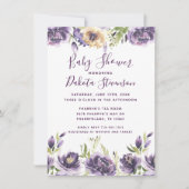 Anemone Garden Cream Purple Boho Baby Shower 招待状 (正面)