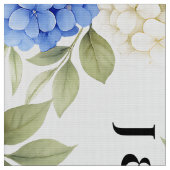 Anemone Hydrangea Floral Wedding Monogram ファブリック (クローズアップ)
