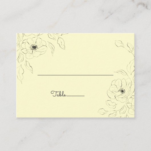 Anemone on a Cream backgroundフラット座席表* プレイスカード (正面)