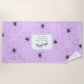 Anemone on Light薄紫 ビーチタオル (正面)