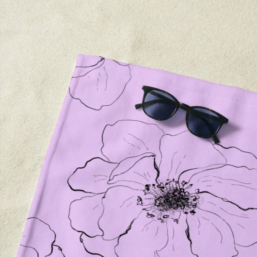 Anemone on Light薄紫 ビーチタオル (インサイチュ)