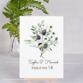 Anemone Water Color結婚のテーブル番号テンプレート ノートカード