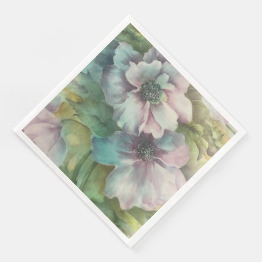Anemone Watercolor Floral Elegant Dinner Napkin (コーナー)