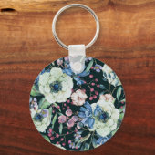 Anemone Wildflowers:ヴィンテージ水彩パターン キーホルダー (裏面)
