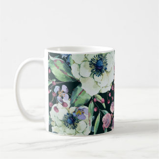 Anemone Wildflowers:ヴィンテージ水彩パターン コーヒーマグカップ