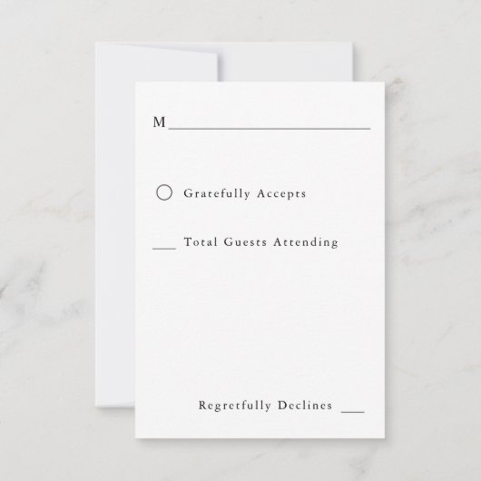 Anemone Winterホワイトフローラいいえ食事RSVP 出欠カード (裏面)