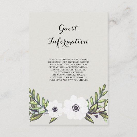 Anemones色彩の鮮やか – 情報カード エンクロージャーカード (正面)