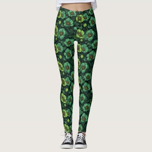 Anemones Flower Gym Wear Anemones Accent Birthday  レギンス (正面)