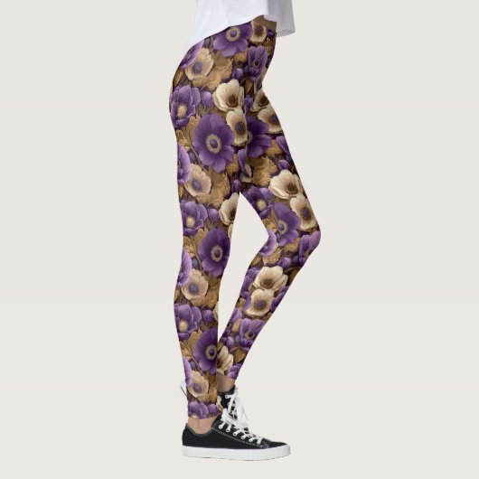 Anemones Flower Yoga Anemones Fantasy Womens  レギンス (右)