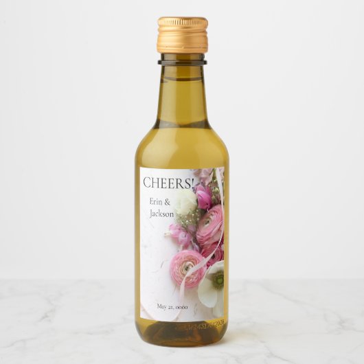 Anemones、ranunculus、リボン飲料ラベルセット ワインラベル (正面)