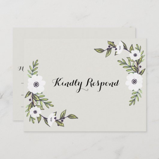Anemones RSVP絵を描ポストカード インビテーションポストカード (正面/裏面)