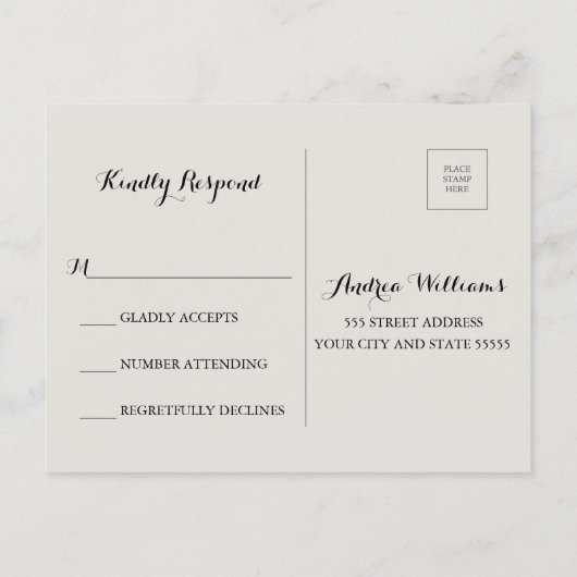 Anemones RSVP絵を描ポストカード インビテーションポストカード (裏面)