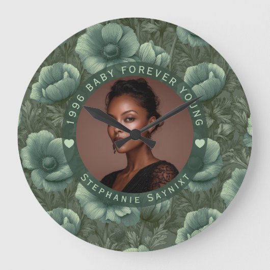 Anemones Theme Fifty Birthday Presents For Mother ラージ壁時計 (正面)