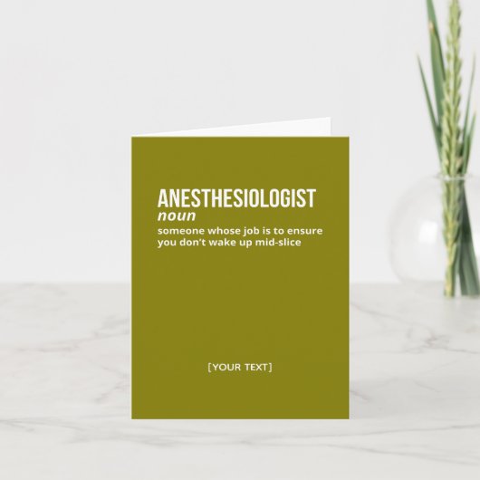 Anesthesiologist – Humorous Definition Card サンキューカード (正面)