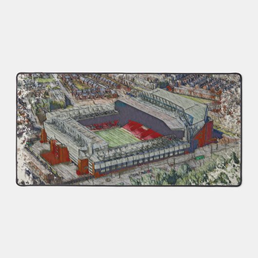 Anfield Stadium Liverpool - Artistic Watercolour デスクマット (正面)